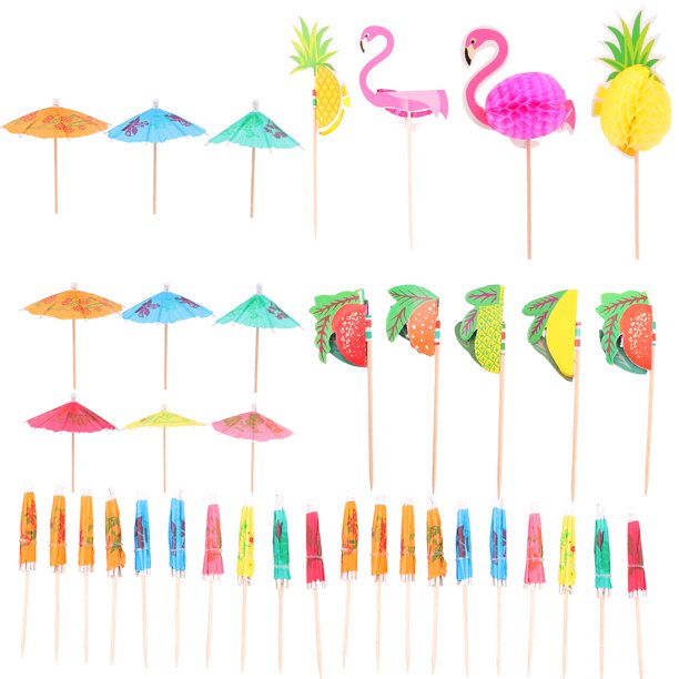 EeaseMX 1 bolsa de 40 adornos para tartas con diseño de temática hawaiana, suministros para fiestas