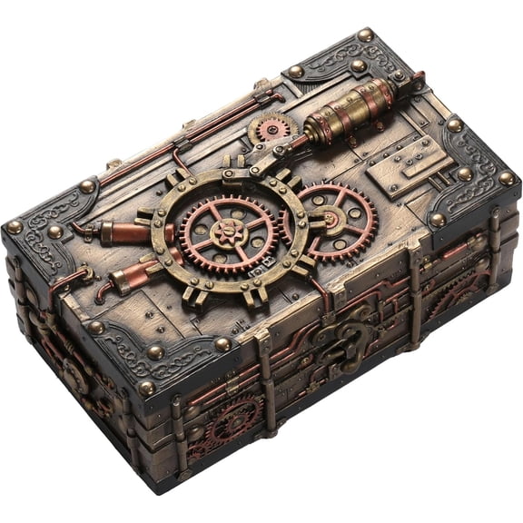 Jewelry Box Steampunk Metal and Cold Cast Bronze Jewelry Storage Box Bronze Finish