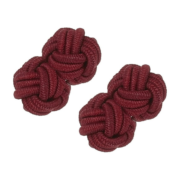 Gemelos de Nudo de Seda Uxcell, Gemelos de Camisa de Tela Elástica, Accesorios de Vestir de Nudo Torcido para Hombres, Mujeres, Negocios, Regalo, Boda, Rojo Vino