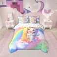 thumbnail image 2 of Erosebridal Initial Letter I Bedding Sets Twin Size, Rainbow Unicorn Comforter Sets with Sheets, Monogrammed Reversible Bedding Twin Size, Super Cozy Room Decoration, 7pcs, 2 of 6