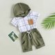 thumbnail image 1 of Trajes De Verano Bebé niño con capucha + corbata frente pantalones cortos manga corta camiseta + pantalones cortos (blanco 2T) Cgtredaw Para estrenar, 1 of 1