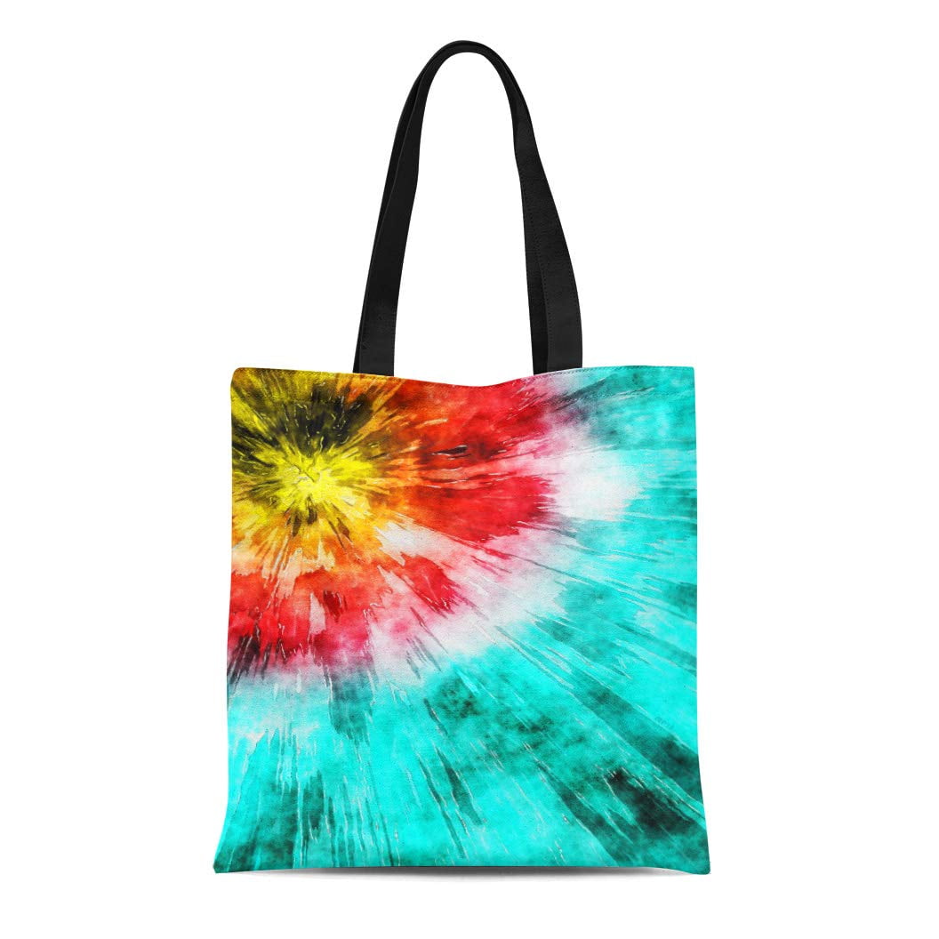 HATIART Canvas Tote Bag Watercolor Dyed Colorful Tie Dye Folk Mixed