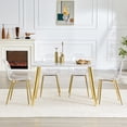 thumbnail image 4 of ExtraLco 5 Piece Dining Table Set for 4, White Faux Marble Table with 4 Clear Chairs and Gold Legs, 4 of 13