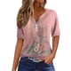 thumbnail image 2 of Puntoco 2024, tops de verano a la moda para mujer, top informal estampado de manga corta con cuello en V, 2 of 5