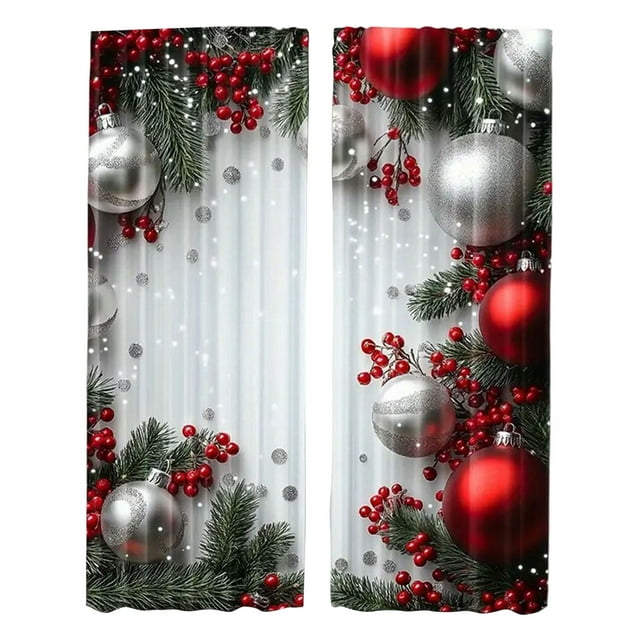 TIELUTT Rideaux Imprimés de Vacances 2 Pcs de Rideaux Imprimés Plats 2D Rouges avec Toile Rideau de Douche Rideaux Fins pour Chambre Rideaux Neutres pour Salon Grands Rideaux de Maison
