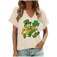 thumbnail image 2 of NuoCaiYun St Patricks Day Tops for Women V Neck Funny T-Shirt Irish Shamrock Graphic Short Sleeve Clover Tee, 2 of 6