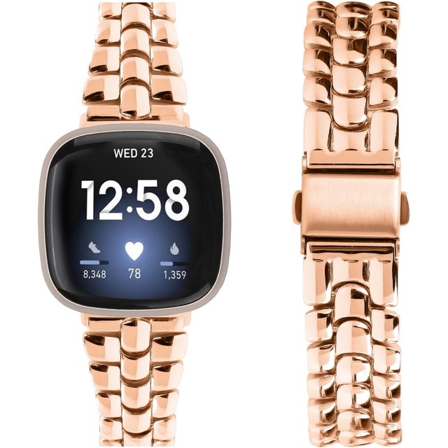 REQO Metal Bands Compatible with Fitbit Versa 4/Versa 3/Sense 2/Sense, Women Replacement Wristband