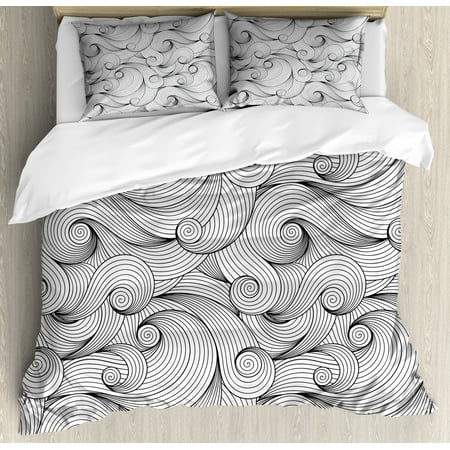 Black And White Duvet Cover Set King Size Doodle Design Abstract