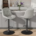 thumbnail image 3 of Hawsaiy Bar Stools Set of 2, Adjustable Swivel Counter Height Bar Stools with Back, Upholstered Modern Barstools with Diamond Stitching, Gray, 3 of 11