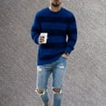 thumbnail image 2 of Mens Sweater, Casual Pullover Striped Round Neck Knitted Sweater Jacket, Autumn Winter Daily Wear, Soft Knit Fabric, Comfortable Outerwear, Trendy Men's Clothing, 2 of 6