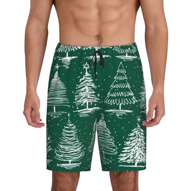 Fotbe Christmas Trees Pantalones Cortos de Pijama para Hombre, Ropa de Dormir, Pantalones de Pijama Cortos para Hombre-Medium