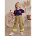 thumbnail image 3 of BemeyourBBs Toddler Baby Boy Girl Firefighter Outfit Summer Clothes Kids Firefighter Costume Short Sleeve T-shirt Suspender Pants Overalls Halloween Birthday Outfits, 3 of 9