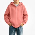 thumbnail image 2 of DJDLJWCJ Boys Full Zipper Hoodies Long Sleeve Warm Solid Color Hooded Sweatshirt for Boys Zip Up Jacket Pink Size 7, 2 of 9