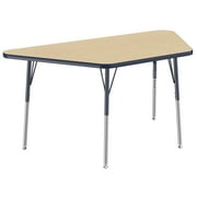 ECR4Kids 30in x 60in Trapezoid Everyday T-Mold Adjustable Activity Table Maple/Navy - Standard Swivel