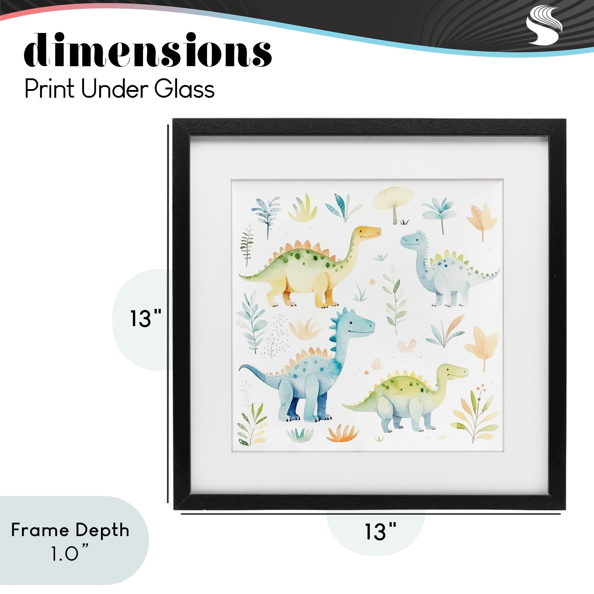 Stupell Industries Different Dinosaur Wonders Black Framed Print Under Glass, design by Lazar Studio