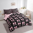 thumbnail image 2 of Manfei Kawaii Stars Bow Knot Bedding Comforter Set 7pcs for Kids Teens,Girls Women Cute Ribbon Bow Tie Queen Bedding Sets,Pink Reversible,Breathable Home Decor, 2 of 7