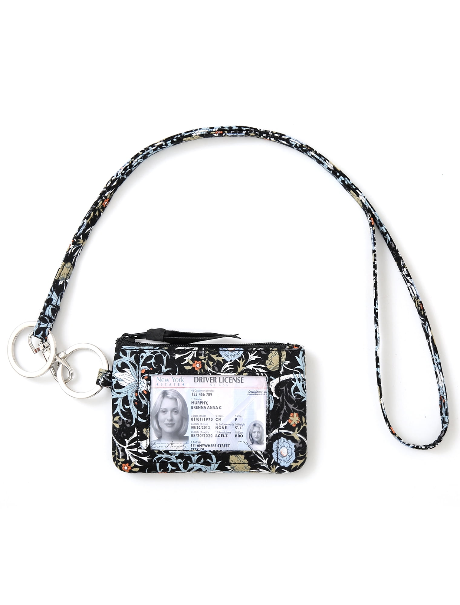 WONDERFUL FLOWER Lanyard Wallet Fabric ID Case Wallets with Keychain