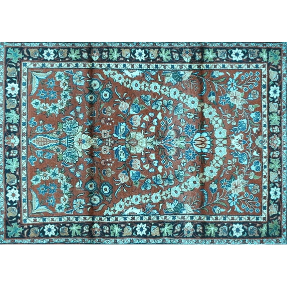 Ahgly Company Indoor Rectangle Persian Light Blue Traditional Area Rugs, 4' x 6'