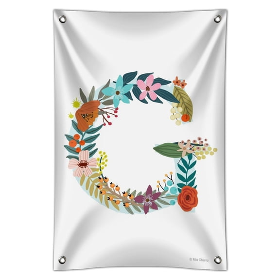Letter G Floral Monogram Initial Home Business Office Sign