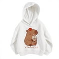thumbnail image 4 of Tfken Teen Girls Sweatshirt Long Sleeve Hooded Capybara Print Winter Tops Fall Casual Hoodies White Size 5-6 Years, 4 of 4