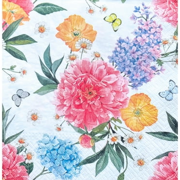 Keep Unique Flower Paper Napkins, Decoupage Napkins Spring, Assorted Color, 20/Pack