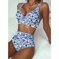 thumbnail image 6 of SHEWIN Womens Swimsuits Sets Bikinis Sets 2 Piece Tummy Control Bathing Suits High Waisted Swimwear Floral Swimming Suits Push Up Beach Vacation Outfits Blue Floral 2XL, 6 of 10
