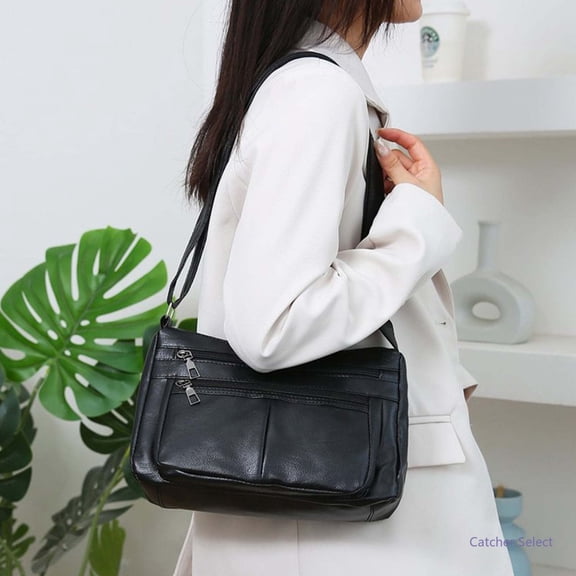 Crossbody Purse for Women, PU Leather Shoulder Bag with Zipper Pockets