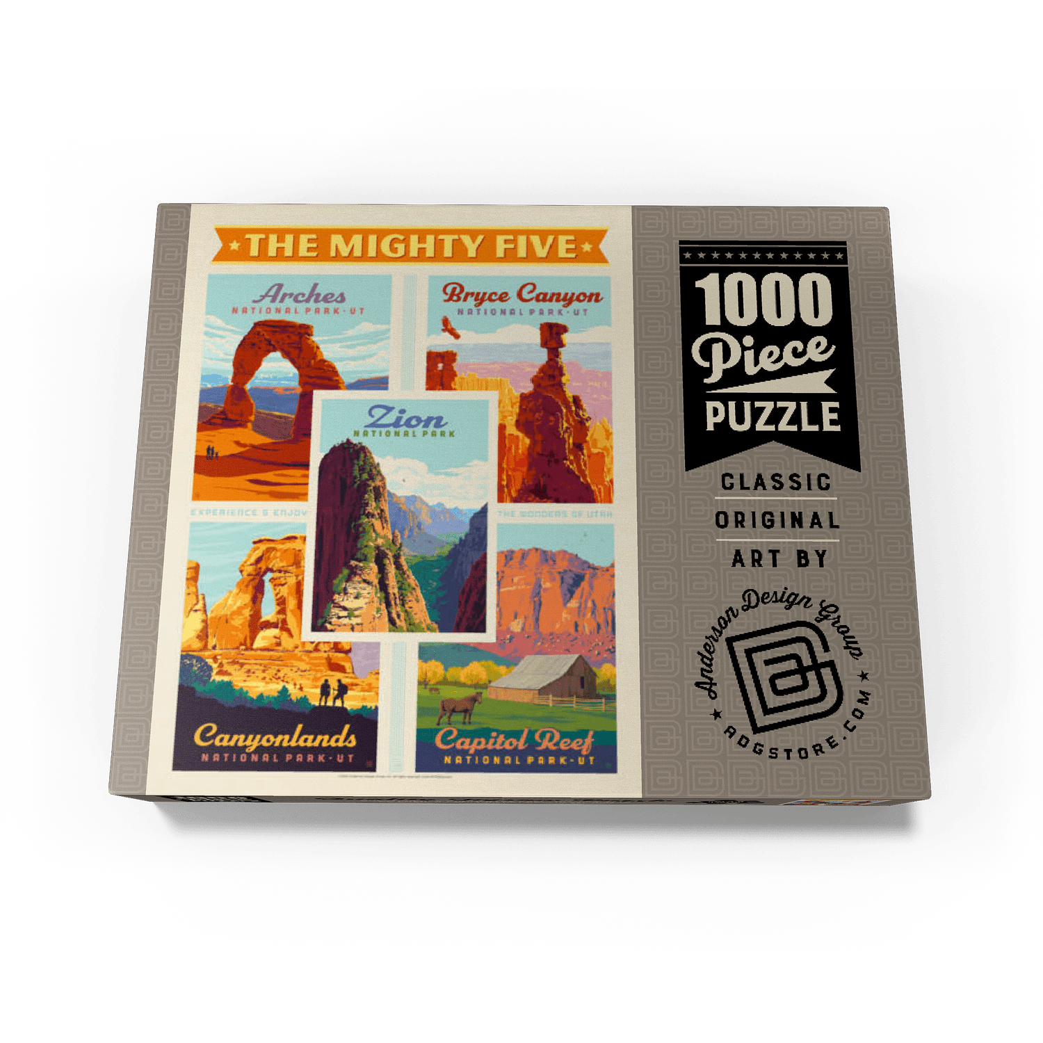 MyPuzzle - The Mighty Five: Utah National Parks, Vintage Poster - Premium 1000 Piece Jigsaw Puzzle for Adults
