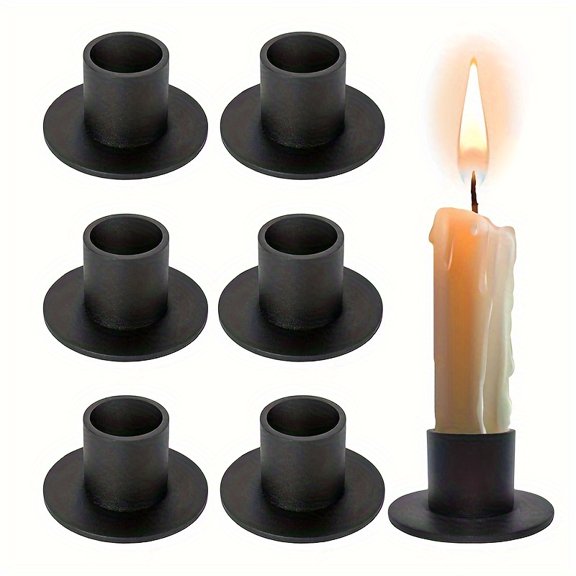 6-Pack Black Round Candle Holders, Matte Iron Candle Decor, Classic Style, Metal Material, for Home Decor, Wedding Anniversary, Party, Housewarming Gifts, Halloween Candle Stands