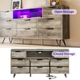 thumbnail image 5 of Garvee Wooden antique light color Bedroom Dresser with LED Lights and Electrical Outlet, 55-inch TV Stand with 8 Drawers, Modern Chest of Drawers for Closet, Hallway, Entryway, 5 of 8