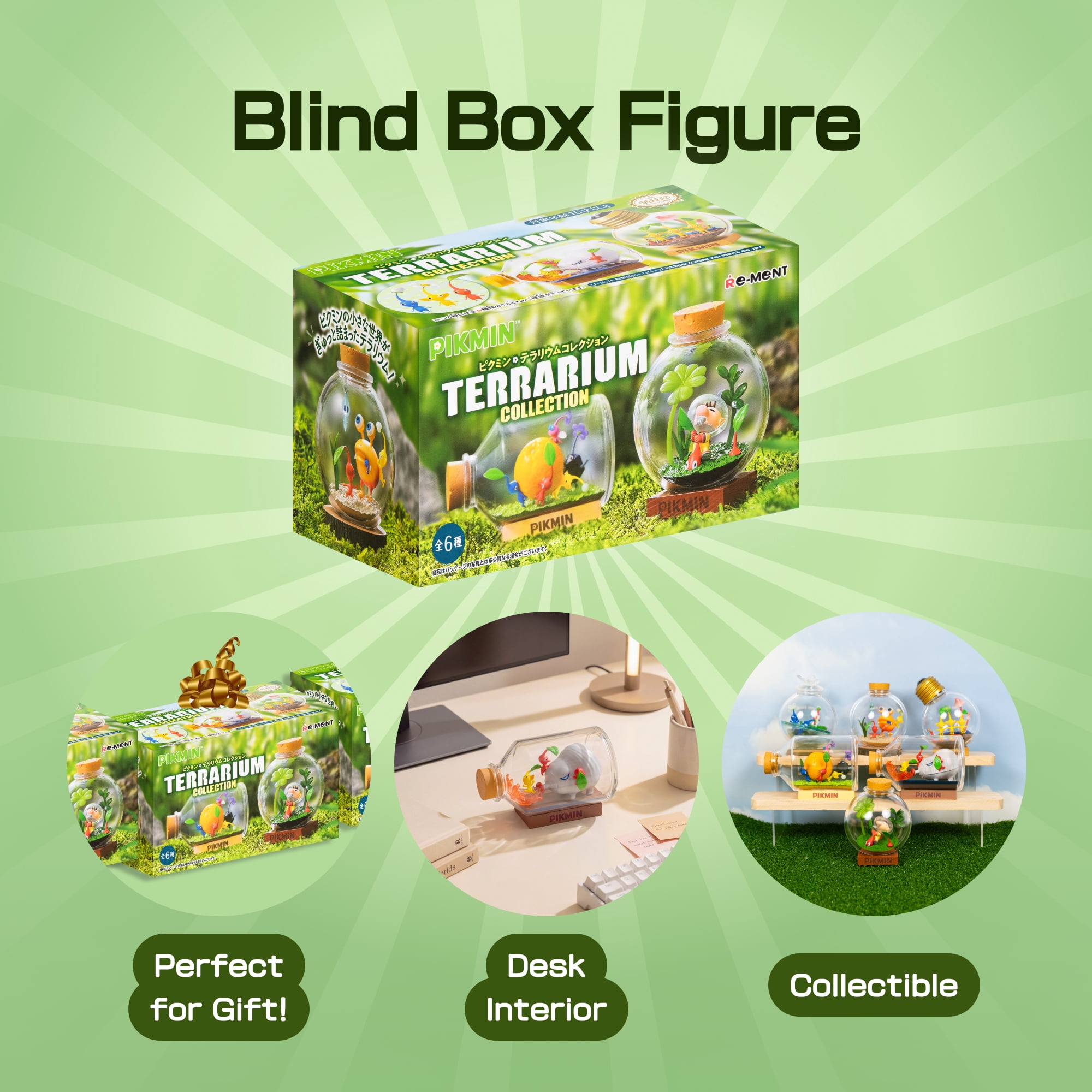 Hamee RE-MENT Pikmin Blind Box Miniature Figure Set for Birthday Gift, Party Favor, Collectible Toy (Pikmin Terrarium Collection) – 1 Pc. Mystery Box