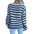 thumbnail image 4 of Fesfesfes Women Sweaters Casual Stripes Casual Loose Long Sleeve Sweater Short, 4 of 5