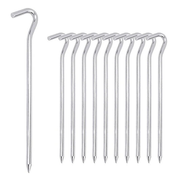 12 Pcs Tent Pegs - Aluminium Tent Stakes Pegs With Hook - 8.66" Hexagon Rod Stakes Nail Spike Garden Stakes Camping Pegs For Pitching Camping Tent, Ca