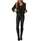 thumbnail image 2 of Chaqueta corta de pelaje sintético con cuello de solapa para mujer Inspire Chic, abierta, tamaño XL, color café, 2 of 6