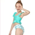 thumbnail image 5 of WOLLED 2-12T Girls Split Ruffled Swimsuit 2PCS Summer Plaid Bikini Swimwear Sleeveless Bathing Suit for Kids Toddler Baby, 5 of 10