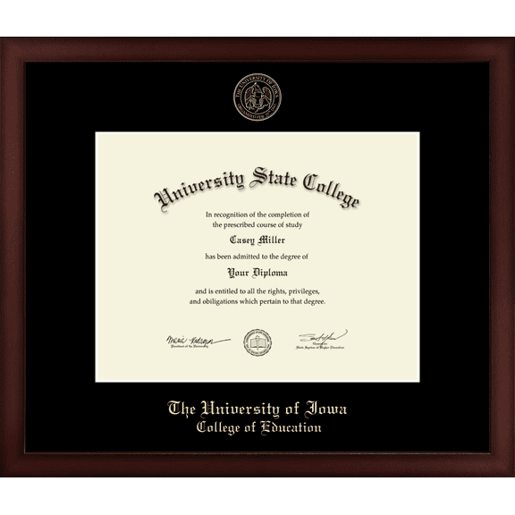 The University of Iowa College of Education Diploma Frame, Document Size 11" x 8.5"