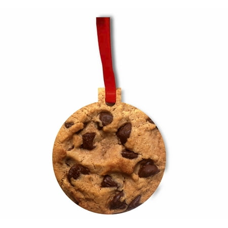 Christmas Holiday Cookie Ornament - Chocolate Chip Cookie TM Flat Round-Shaped Hardboard Holiday Tree Ornament Made in the USA