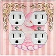 thumbnail image 1 of Metal Light Switch Plate Cover Elegant Pastel Pink Cake Striped Wallpaper CAK047, 1 of 13
