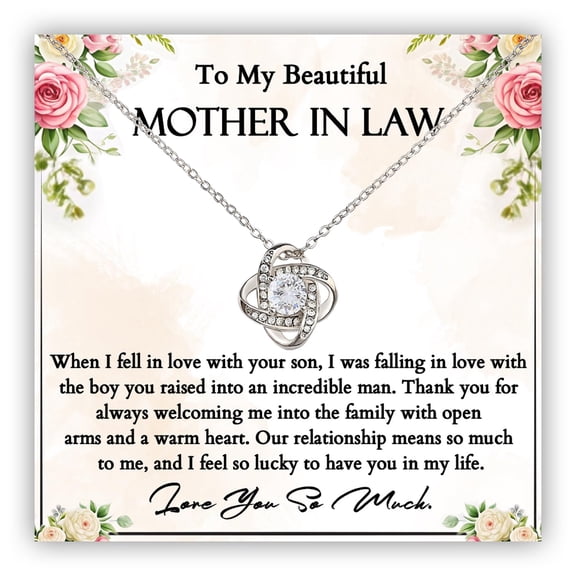 To My Mother In Law Necklace, Mothers Of The Groom Necklace, Mother In Law Wedding From Bride, Mothers Of The Groom From Son, Birthday Wedding Mom In Law #1004, White Love Knot Necklace