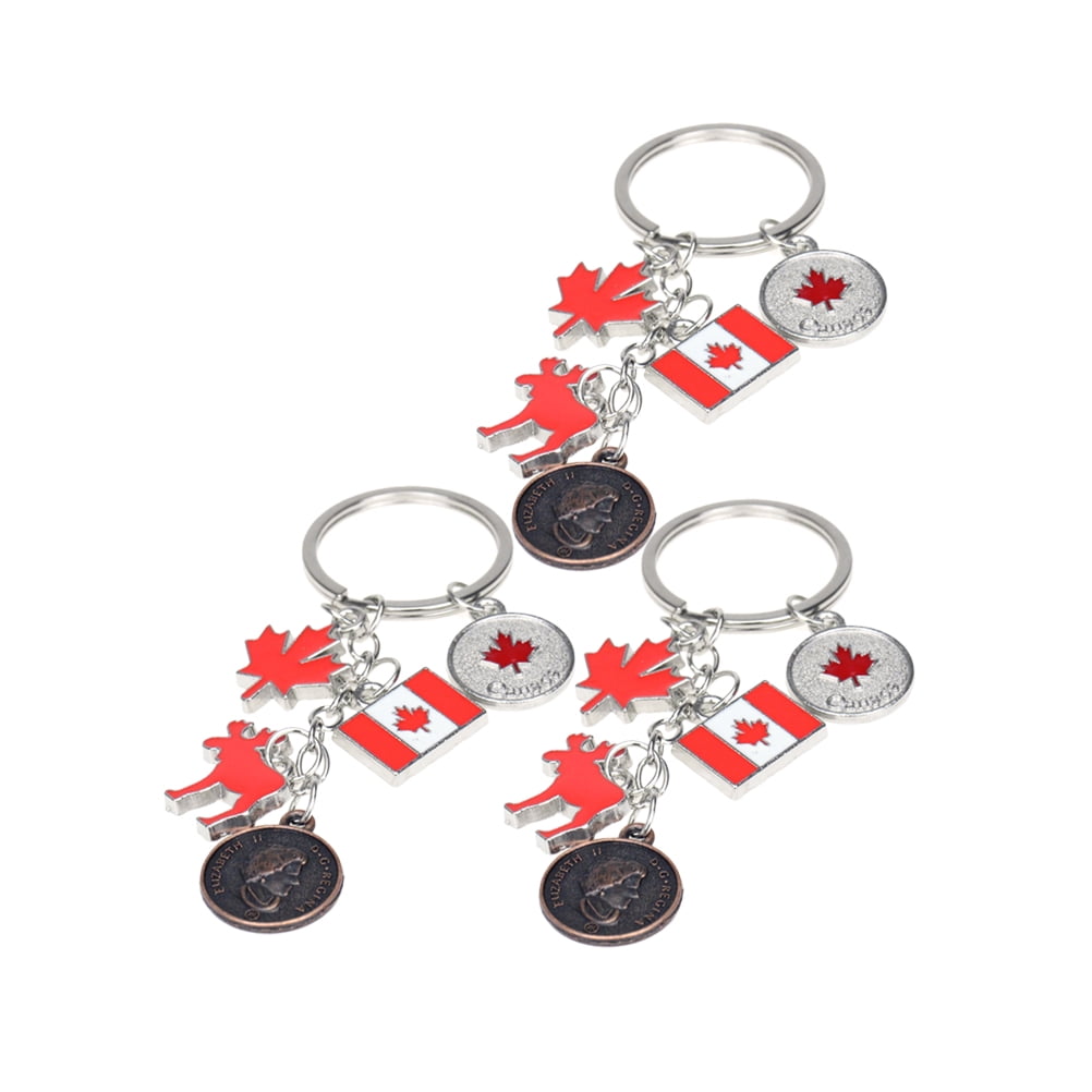 Canada Keychain Flag Men Party Keychains Motorcycle Car Country Souvenir Set Bulk Keys