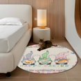 thumbnail image 2 of Round Rugs 3Ft, Easter Round Area Rug Washable Indoor Throw Carpet, Country Gnomes Rabbit Colorful Eggs Flowers Treill Small Non Slip Circle Rug for Bedroom Living Room Home Decor Aesthetic, 2 of 8