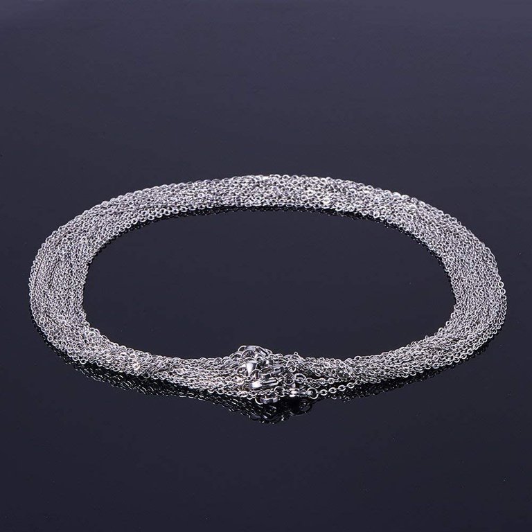 20 Strands 17.7/19.7 inch 304 Stainless Steel Necklace Chains, 1.5/2mm Thin Necklace Link Cable Chain with Lobster Clasps