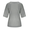 thumbnail image 5 of Blusa de manga media con cuello redondo lisa y casual para mujer: top de poliéster transpirable para el día a día o el trabajo, ligero y resistente a las arrugas, 5 of 5