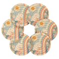 thumbnail image 7 of Yayeee 6 PCS Drink Coasters with Holder Set Woven Absorbent Round Tabletop Hot Pad, Beige Rainbow Clouds, 7 of 7