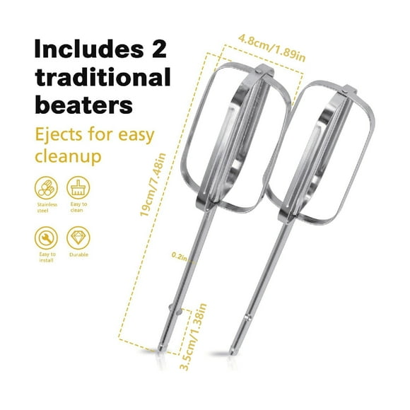 2pcs Hand Mixer Attachments Beaters, Whisk Attachment for Kitchen Mixer, Egg Beaters for Hamilton Beach 62682RZ, 62692, 62695V, 64699 Mixers, Replacement Part for Hand Mixers, Beaters Attachments