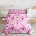 thumbnail image 3 of Manfei Cartoon Xmas Tree Full Size Comforter Sets for Kids, Pink Winter Snowman Bedding Comforter Set, Merry Christmas Reversible Bedding Sets, Luxury Bedroom Decor, 3 Pieces, 3 of 9