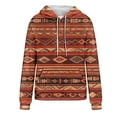 thumbnail image 4 of Geometric Print Western Aztec Hoodies for Women Pullover Casual Ethnic Style Long Sleeve Loose Retro Hooded Sweatshirt Tops, 4 of 5