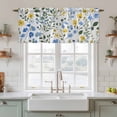 thumbnail image 2 of Blue Yellow Floral Spring Tier Curtains, Pastoral Green Summer Botanical Light Filtering Kitchen Curtains, 2Pcs Rod Pocket Half Window Treatments Panels for Sink Cafe Cabinet Camper 27.5x24 Inches, 2 of 9