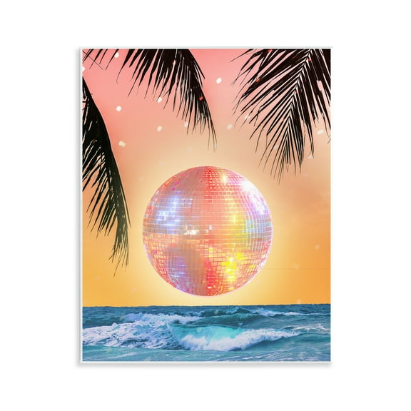Stupell Industries Tropical Disco Sunset Landscape & Nature Painting Unframed Art Print Wall Art, 11 x 14