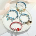 thumbnail image 3 of Women Stainless Steel Crystal Bee Charms Bracelets Wire Cable Rhinestones Disco Ball Open Adjustable Cuff Bangle DIY Jewelry, 3 of 4